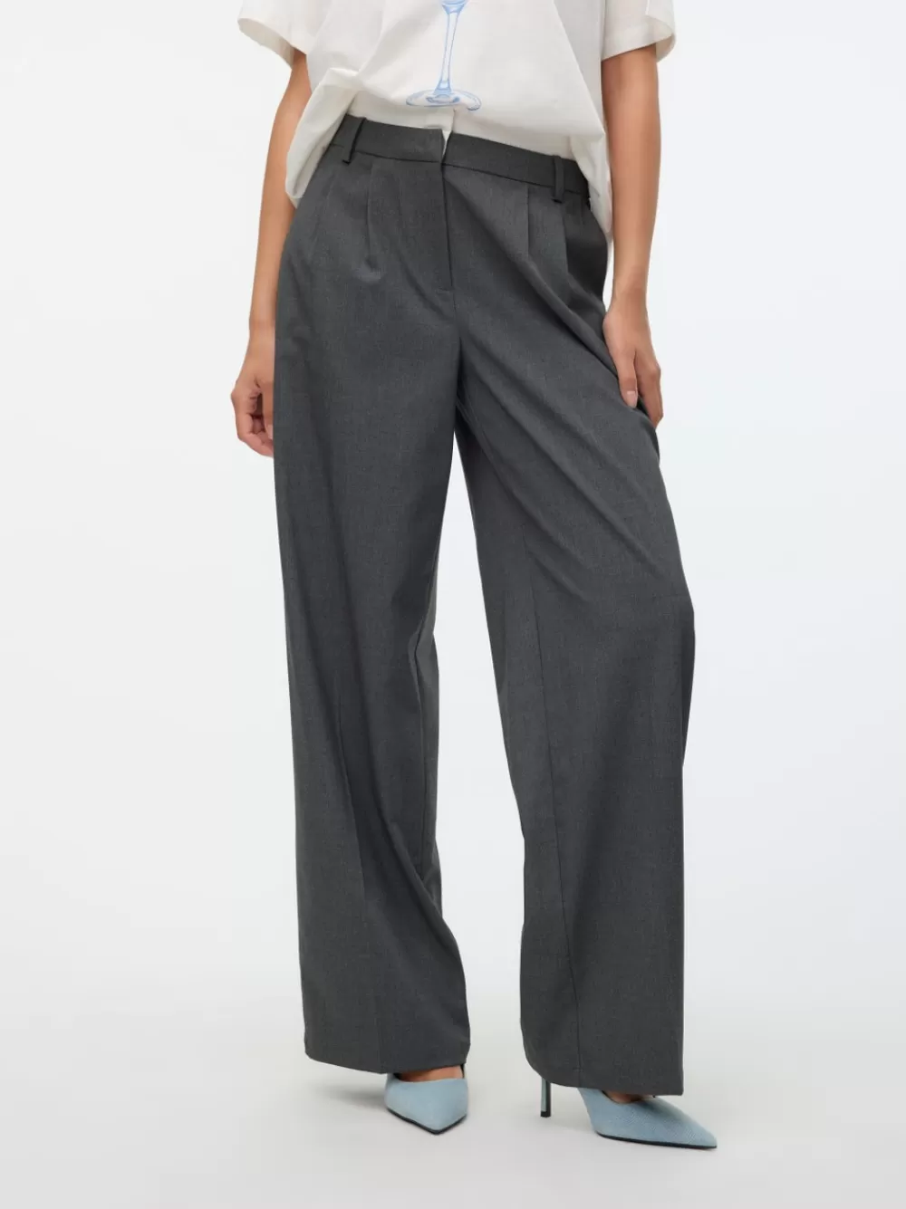 VERO MODA VMMADJA Normaali vyötärö Housut Dark Grey Melange Cheap