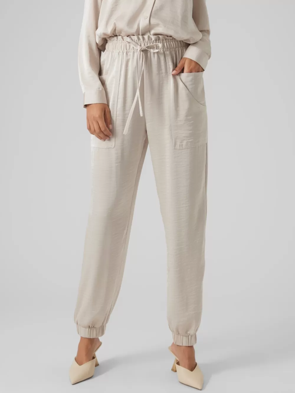 VERO MODA VMMARYS Korkea vyötärö Housut Pumice Stone Store