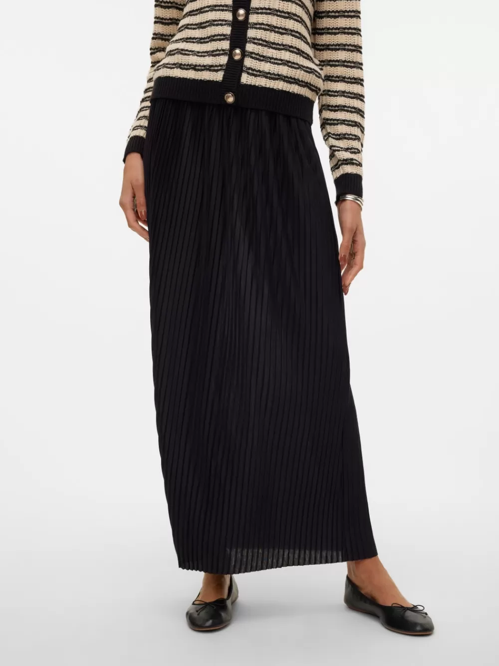 VERO MODA VMMILLE Korkea vyötärö Pitkä hame Black New