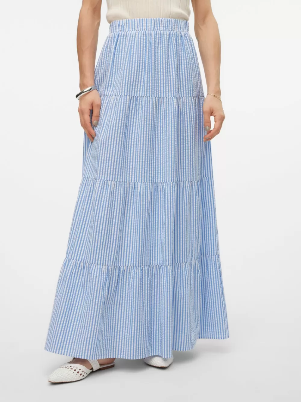 VERO MODA VMMOLLY Korkea vyötärö Pitkä hame Vista Blue Best