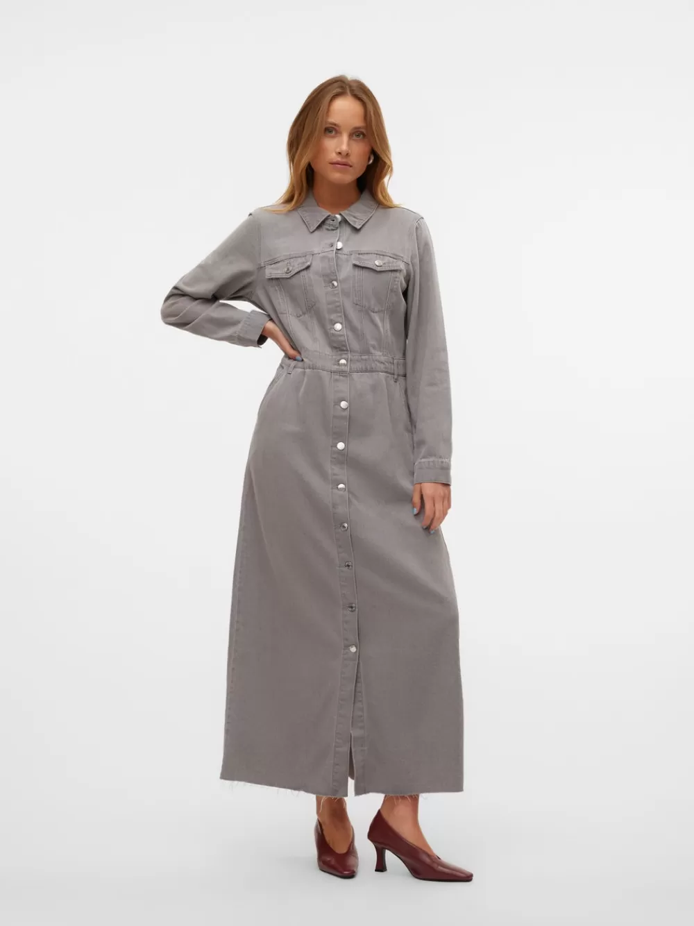 VERO MODA VMMOLLY Pitkä mekko Light Grey Denim Cheap