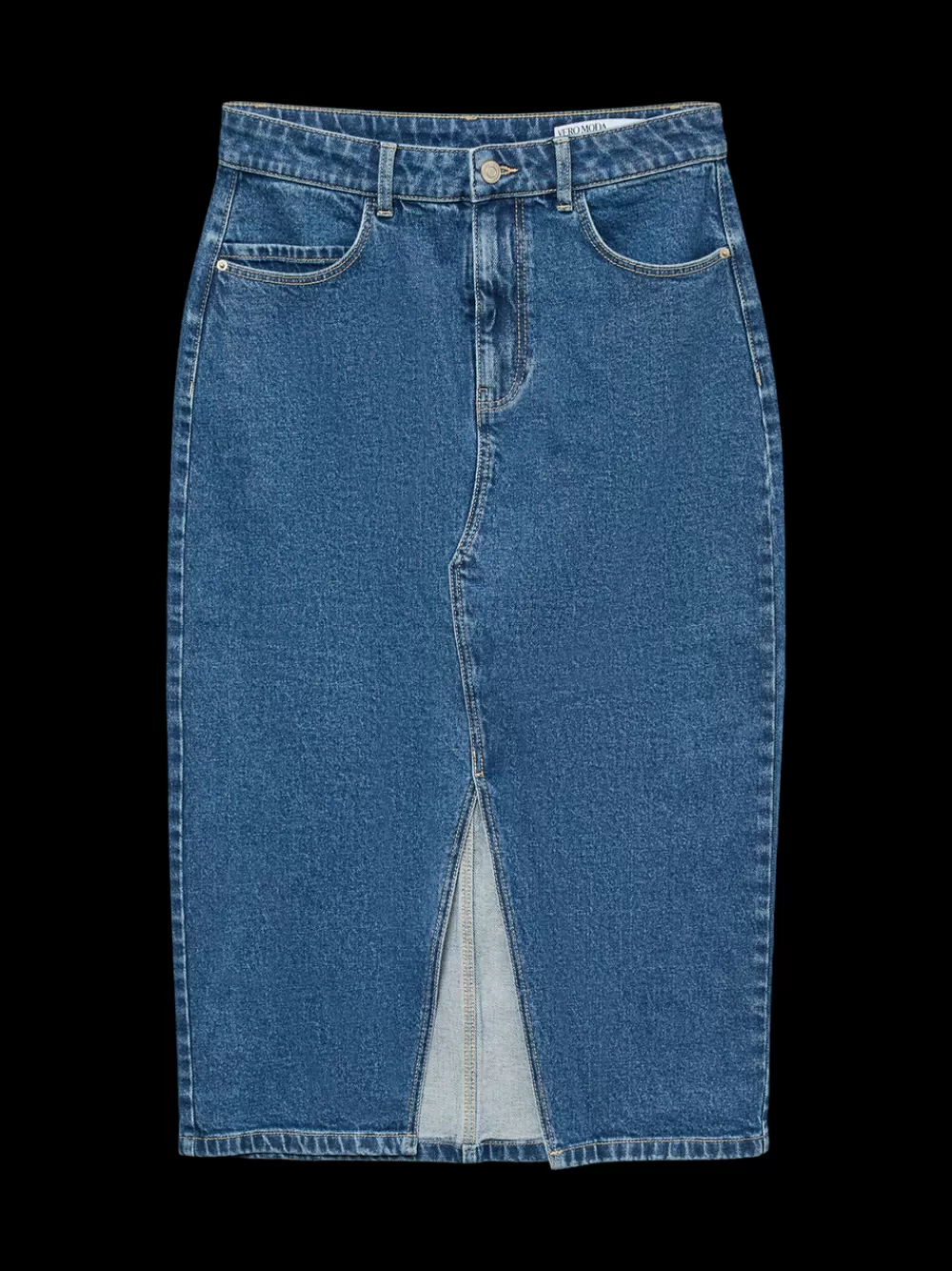 VERO MODA VMNATALIE Korkea vyötärö Midihame Medium Blue Denim Hot