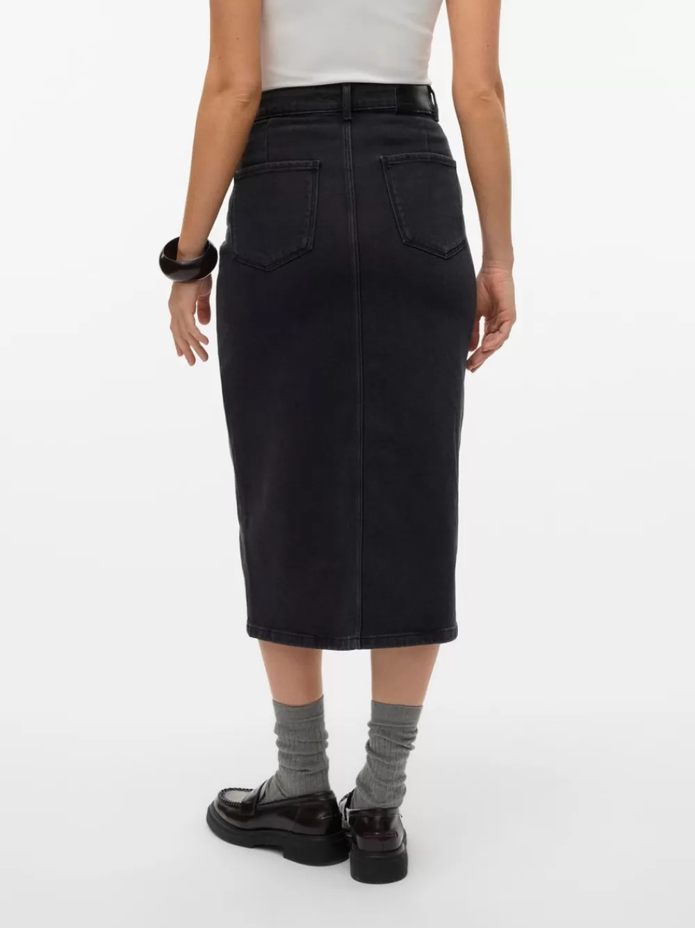 VERO MODA VMNATALIE Korkea vyötärö Midihame Dark Grey Denim Online