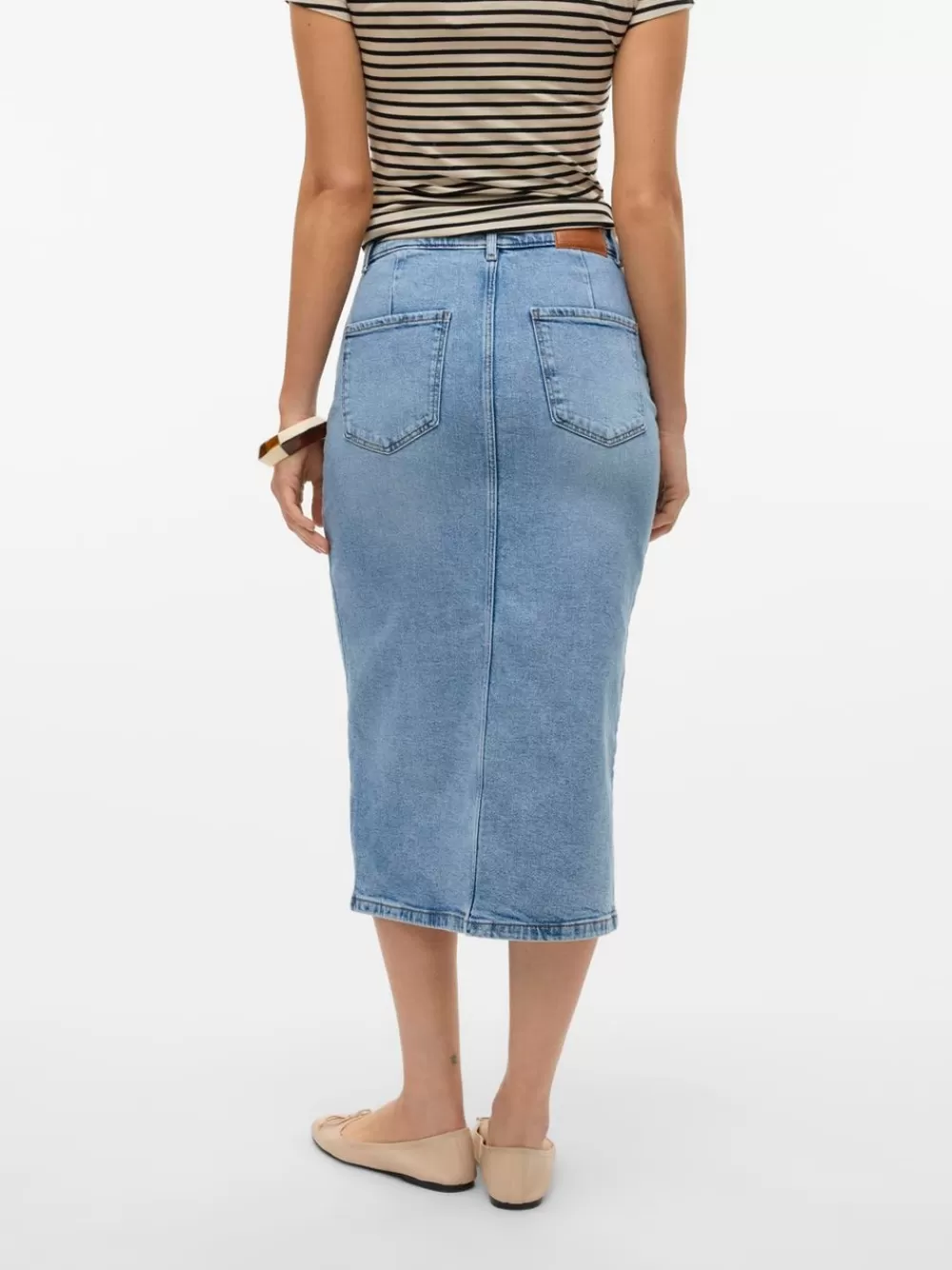 VERO MODA VMNATALIE Korkea vyötärö Midihame Light Blue Denim Outlet