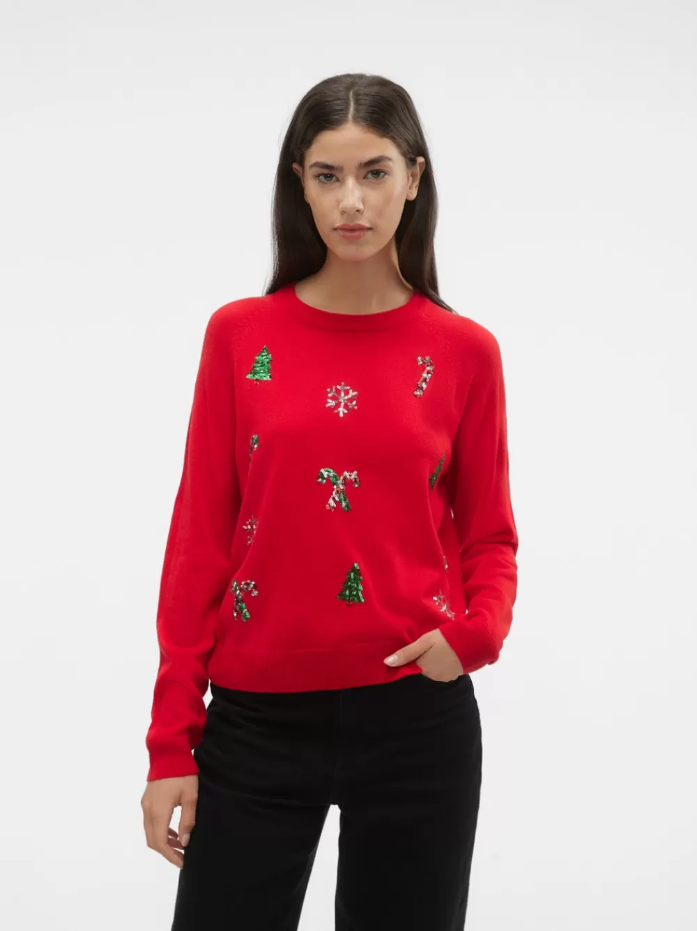 VERO MODA VMORNAMENTS/PYRAMIDE Neulepuserot Chinese Red Hot