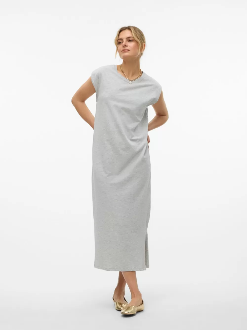 VERO MODA VMPANNA Midimekko Light Grey Melange Outlet