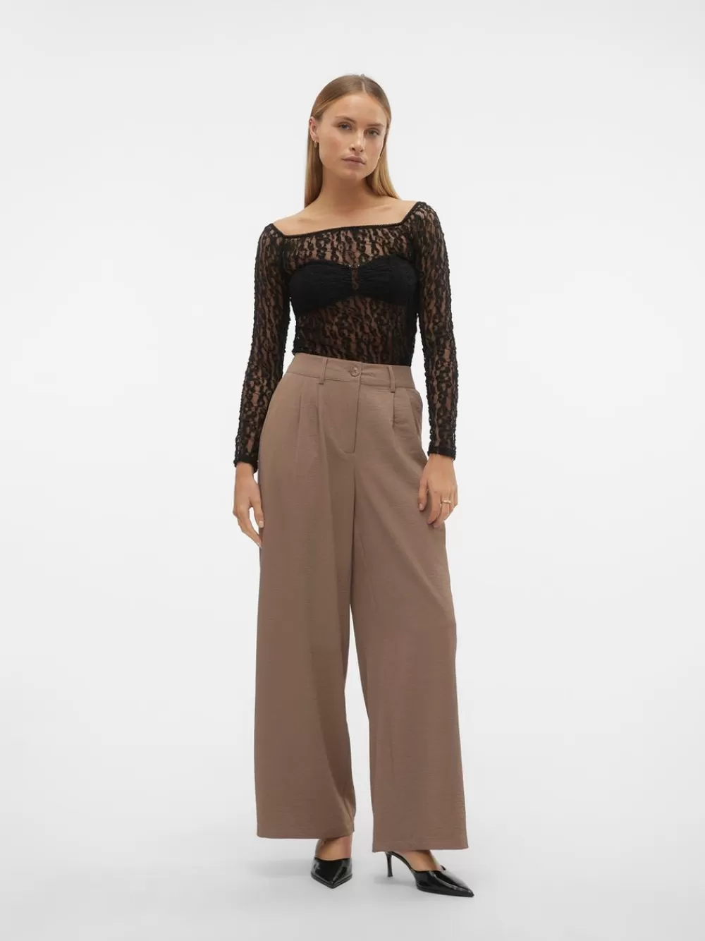 VERO MODA VMPIXI Korkea vyötärö Housut Brown Lentil Discount
