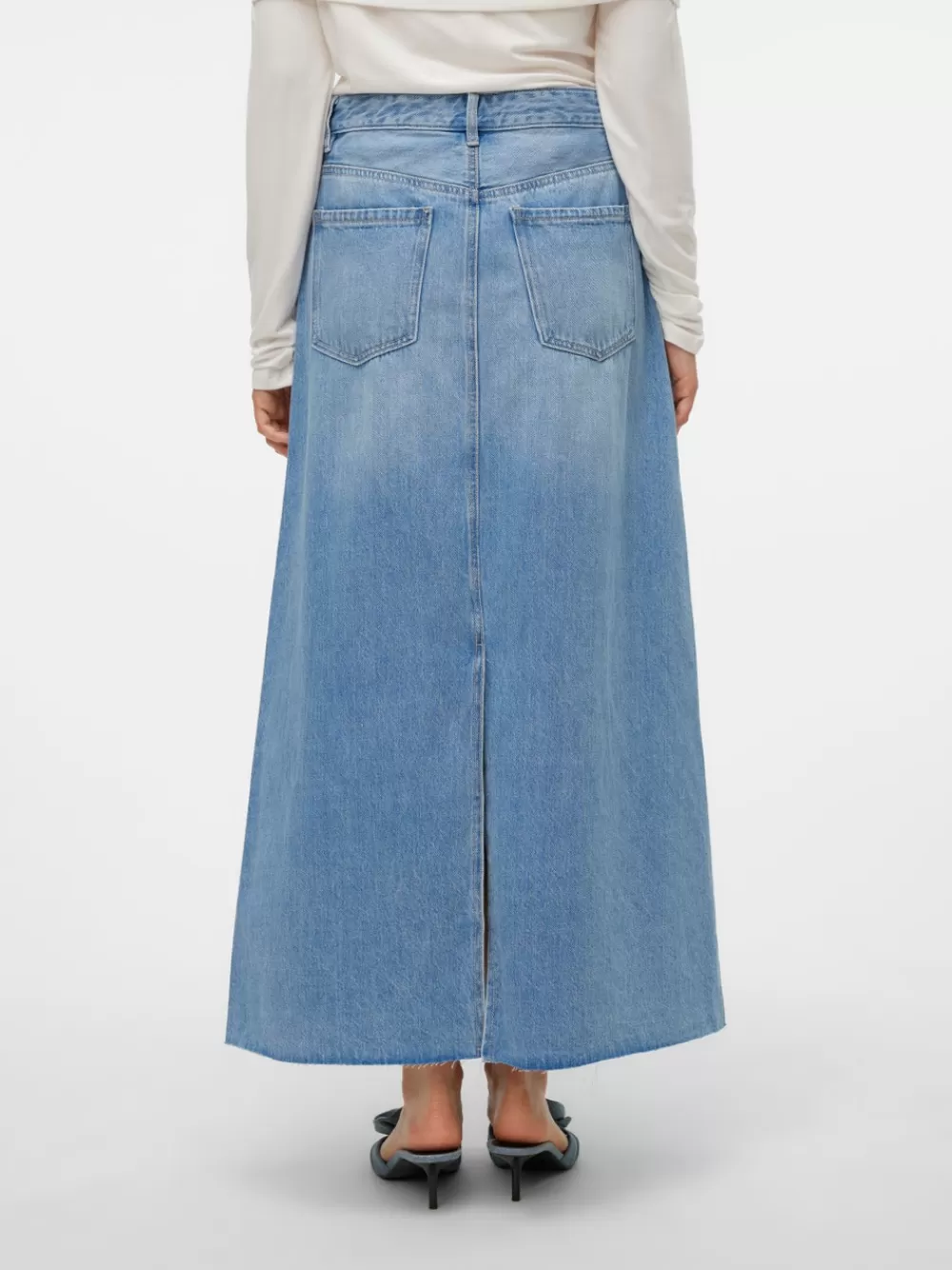 VERO MODA VMRIVA Korkea vyötärö Pitkä hame Light Blue Denim Fashion