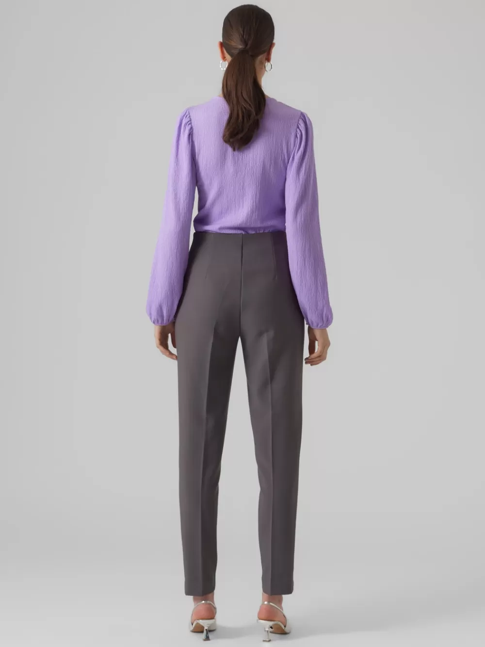 VERO MODA VMSANDY Korkea vyötärö Housut Grey Pinstripe Fashion