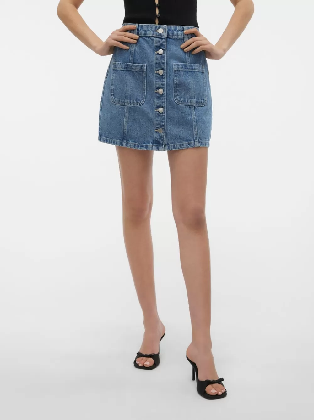 VERO MODA VMSASJO Normaali vyötärö Lyhyt hame Medium Blue Denim Shop