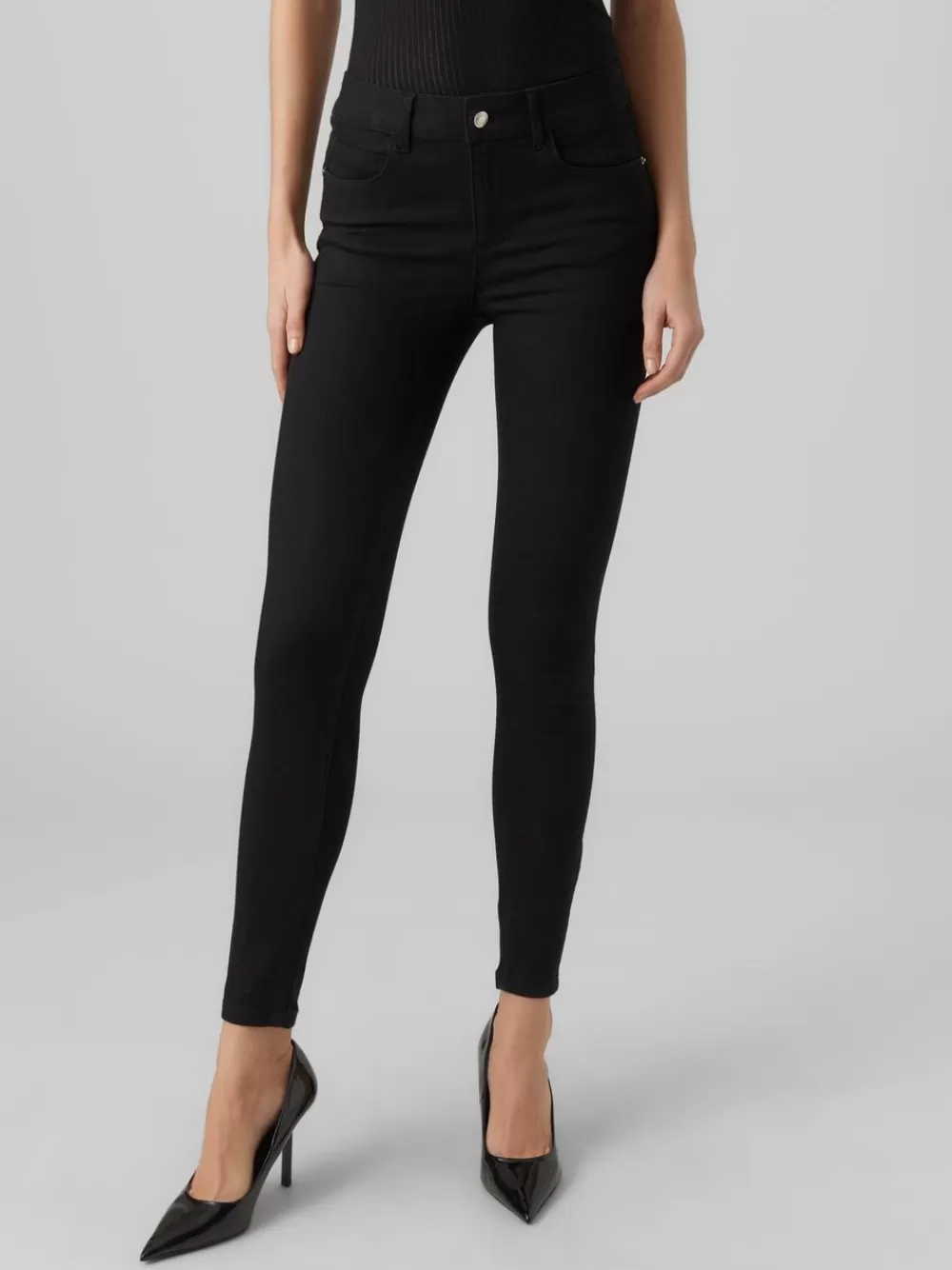 VERO MODA VMSELA Normaali vyötärö Slim fit Farkut Black Denim Shop