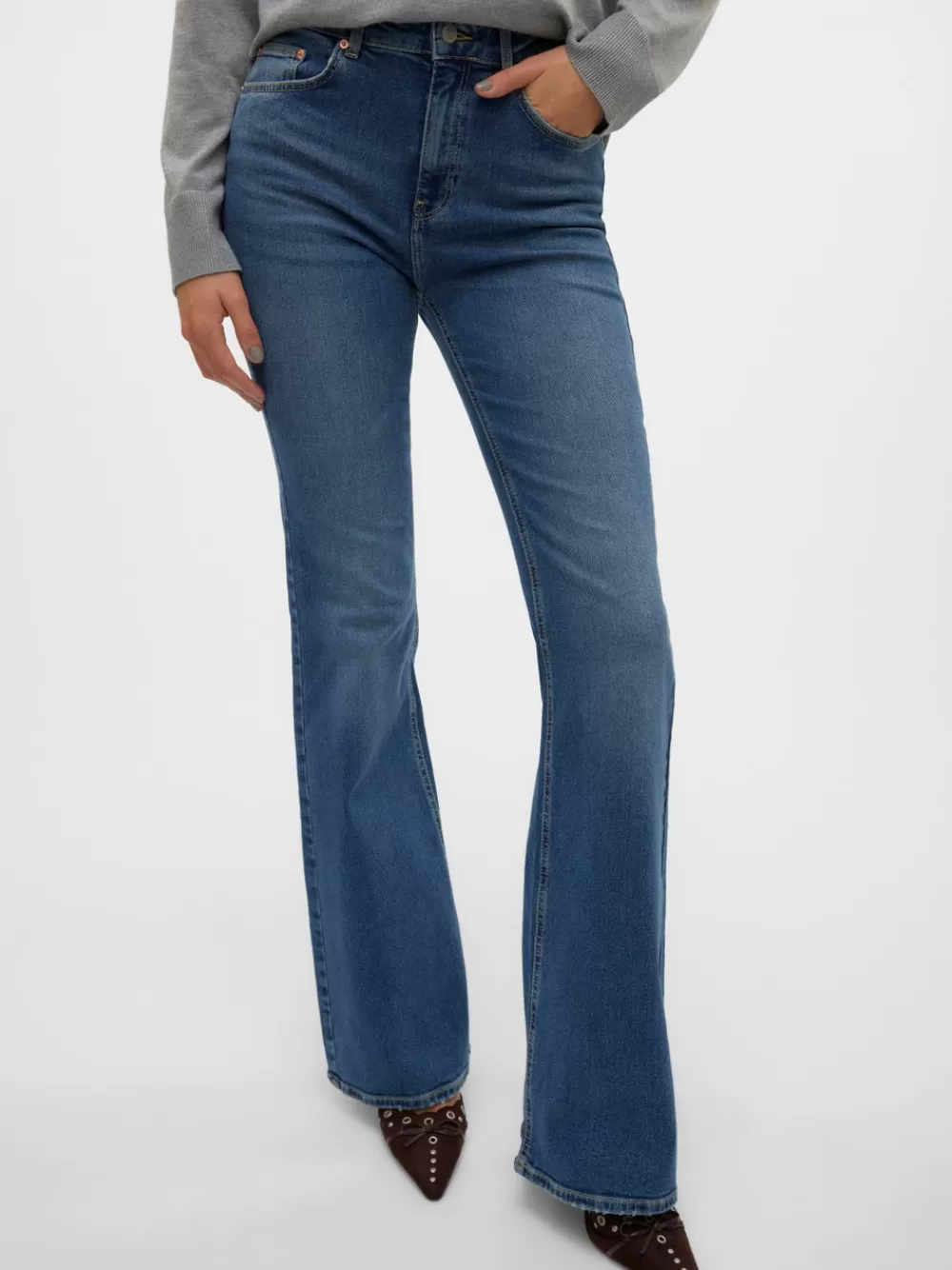 VERO MODA VMSELINA Korkea vyötärö Flared fit Farkut Medium Blue Denim Cheap