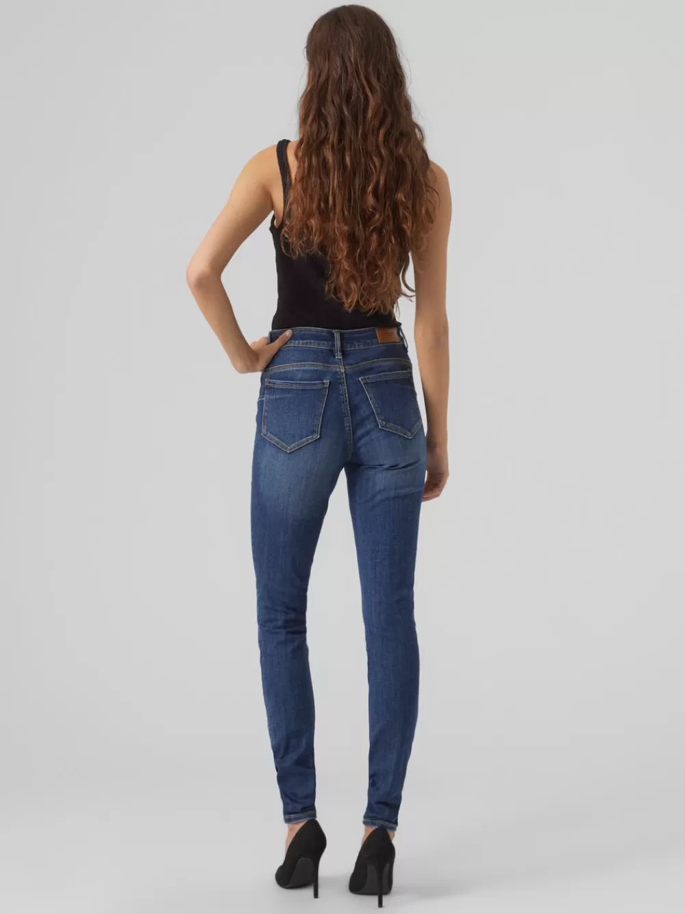 VERO MODA VMSEVEN Normaali vyötärö Skinny fit Farkut Dark Blue Denim Cheap