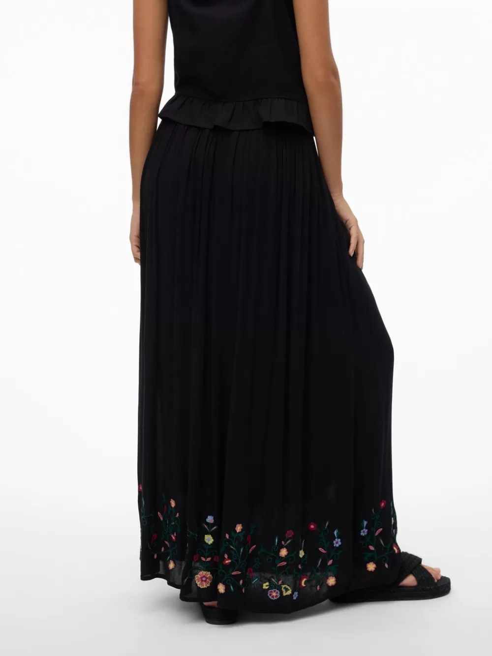 VERO MODA VMSINA Korkea vyötärö Pitkä hame Black Clearance