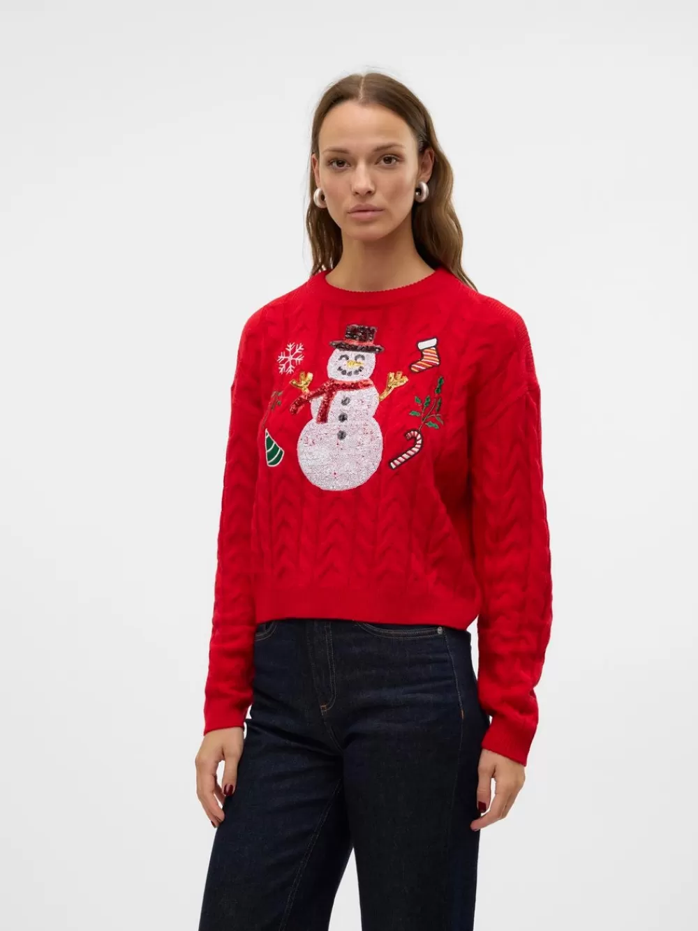 VERO MODA VMSNOWMAN Neulepuserot Chinese Red New