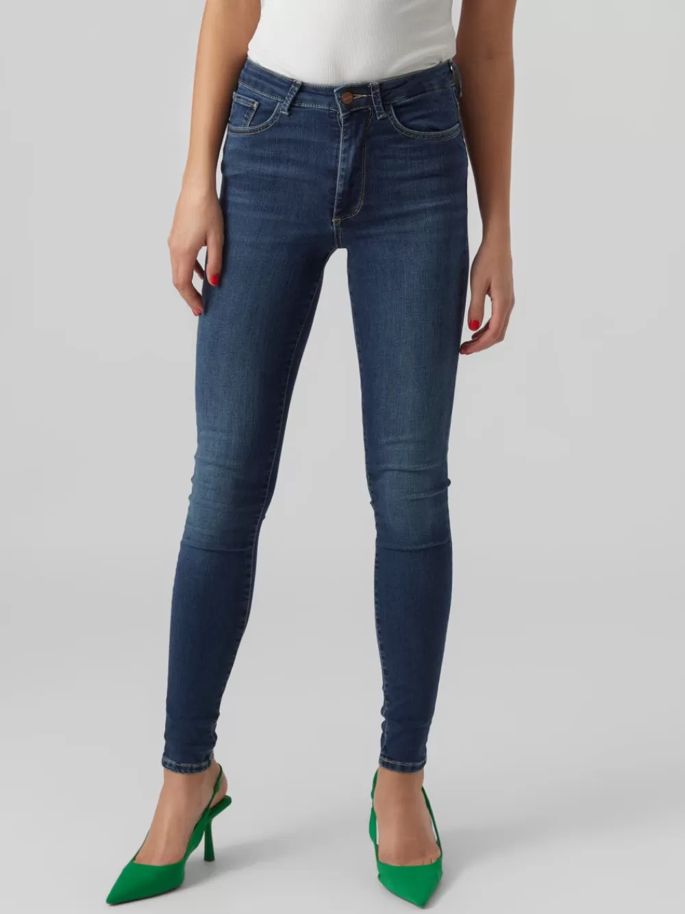 VERO MODA VMSOPHIA Korkea vyötärö Skinny fit Farkut Dark Blue Denim Best