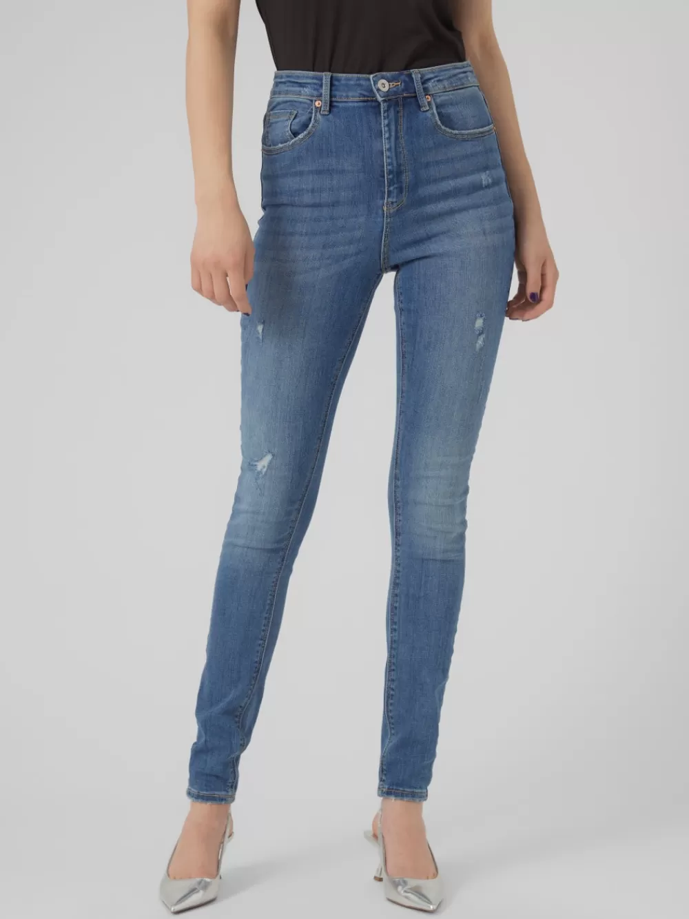 VERO MODA VMSOPHIA Korkea vyötärö Skinny fit Farkut Medium Blue Denim Best