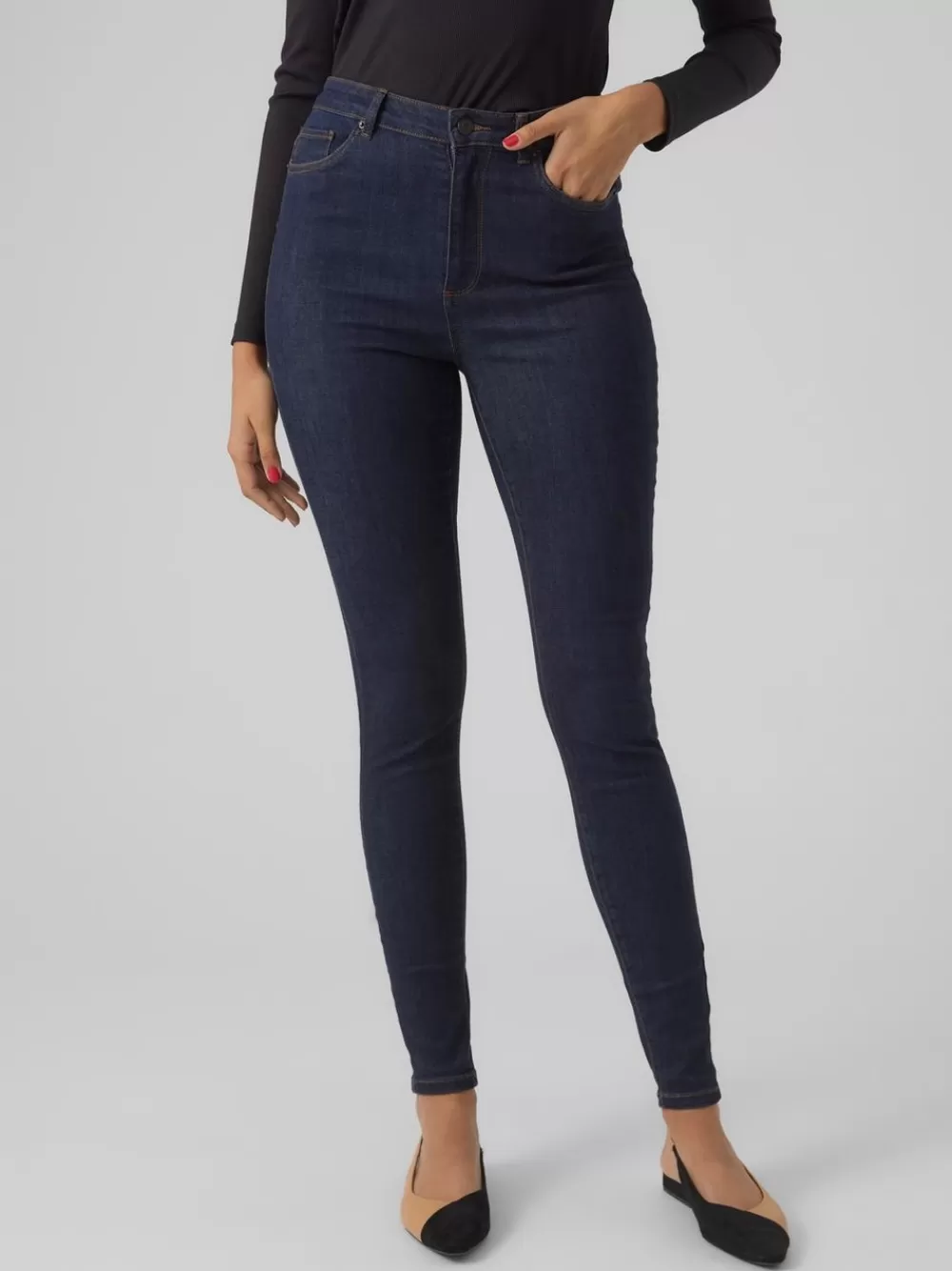 VERO MODA VMSOPHIA Korkea vyötärö Skinny fit Farkut Dark Blue Denim Sale