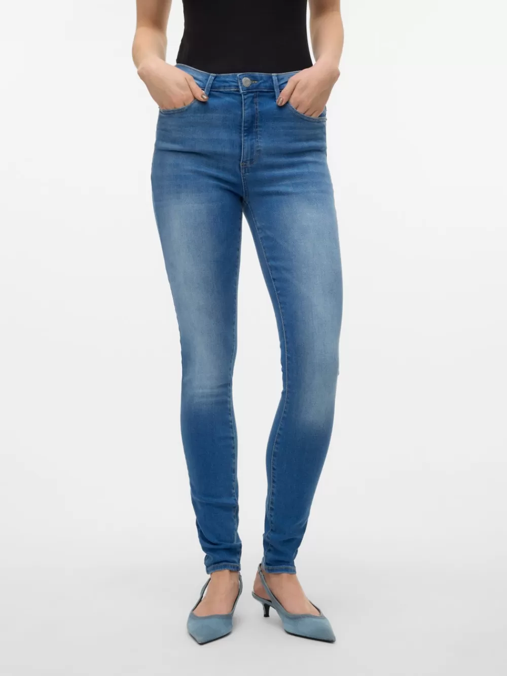 VERO MODA VMSOPHIA Korkea vyötärö Skinny fit Farkut Medium Blue Denim Best