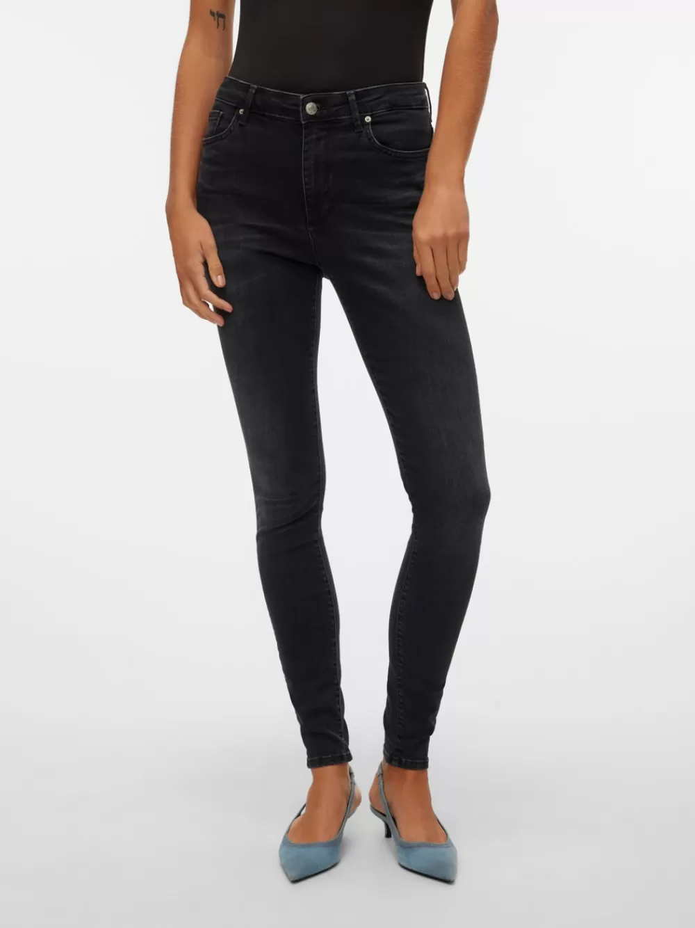 VERO MODA VMSOPHIA Korkea vyötärö Skinny fit Farkut Black Denim Hot