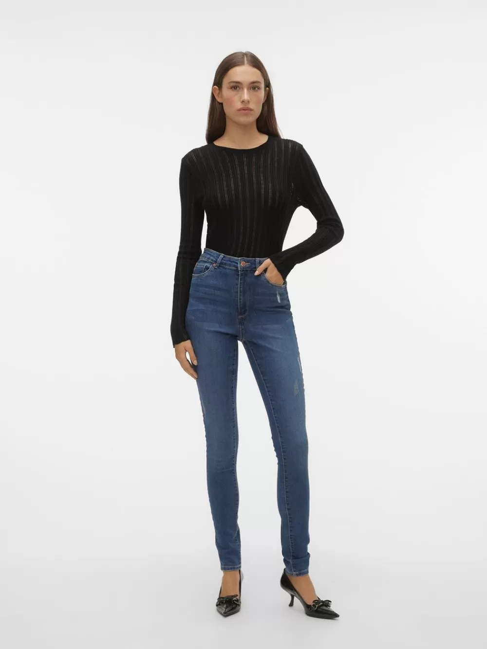 VERO MODA VMSOPHIA Korkea vyötärö Skinny fit Farkut Medium Blue Denim Flash Sale