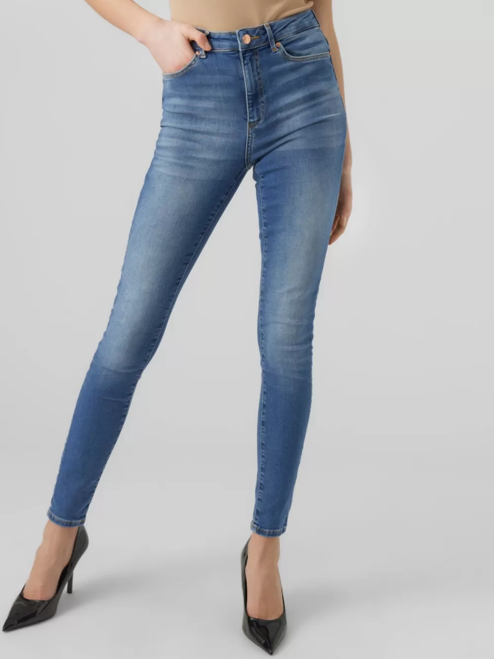 VERO MODA VMSOPHIA Korkea vyötärö Skinny fit Farkut Medium Blue Denim Flash Sale