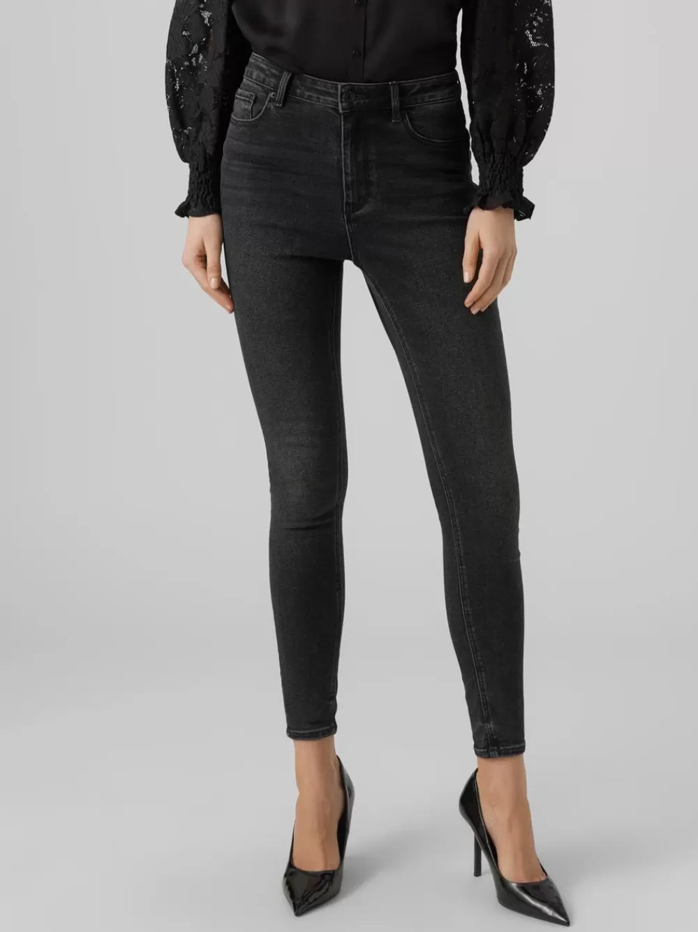 VERO MODA VMSOPHIA Korkea vyötärö Slim fit Farkut Black Denim Best Sale