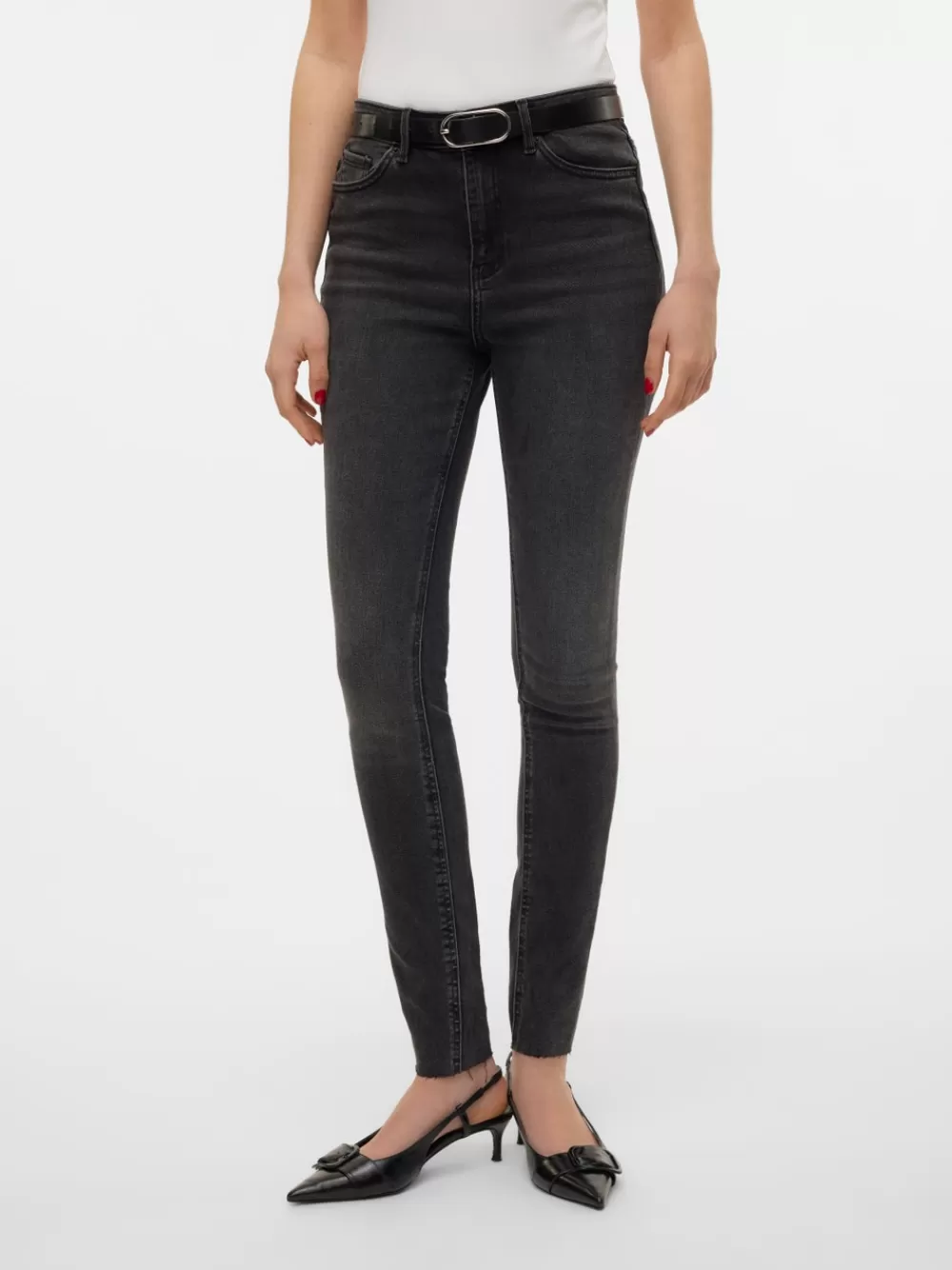 VERO MODA VMSOPHIA Korkea vyötärö Slim fit Farkut Black Denim Store