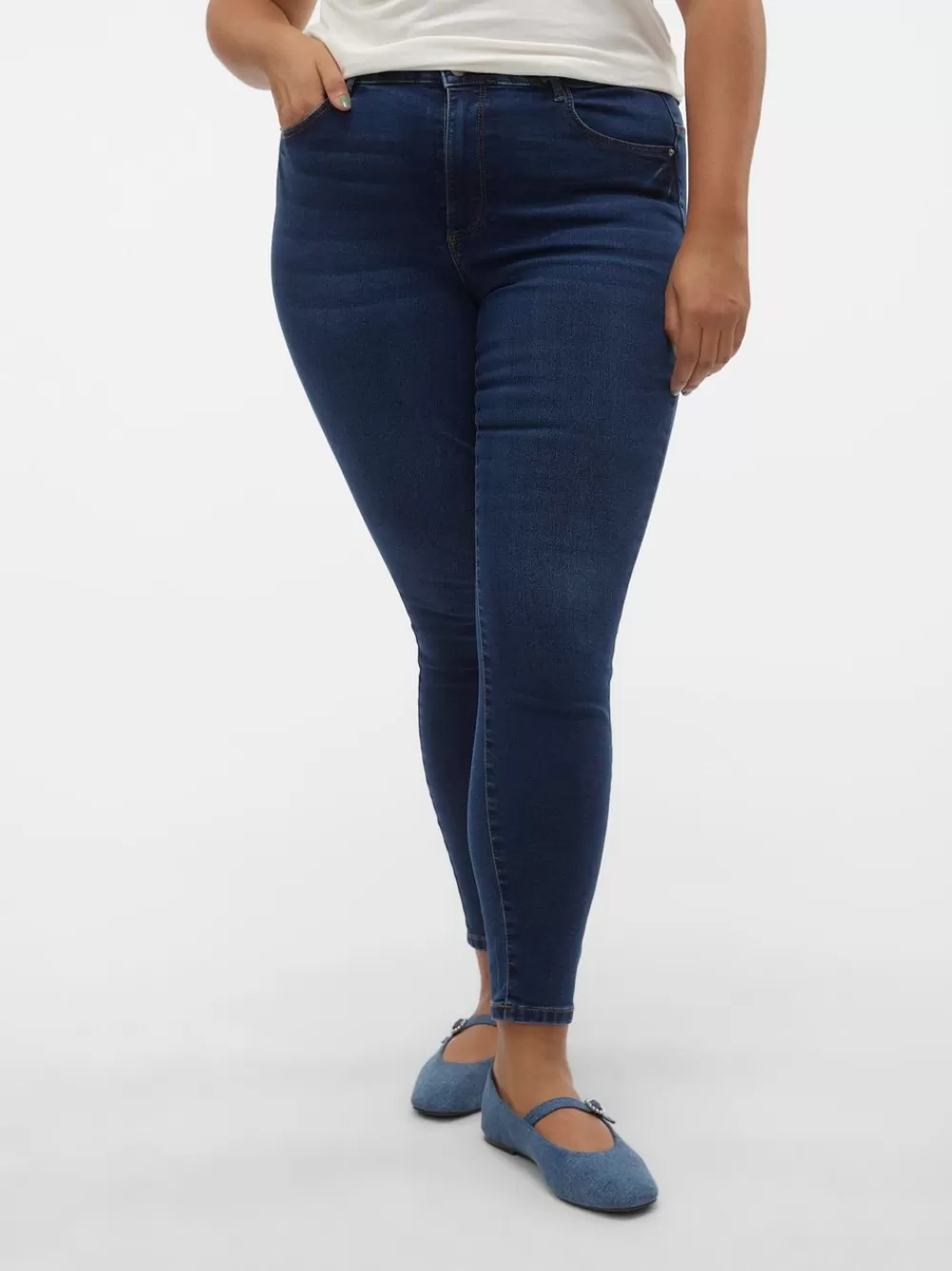 VERO MODA VMSOPHIA Korkea vyötärö Slim fit Farkut Dark Blue Denim Fashion