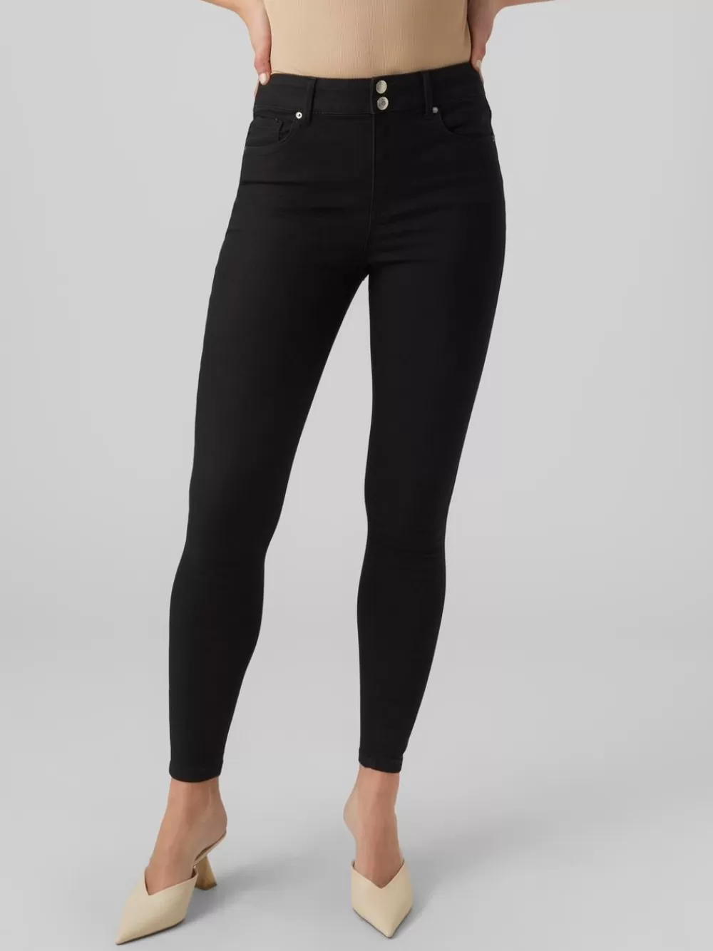 VERO MODA VMSOPHIA Korkea vyötärö Slim fit Farkut Black Denim Clearance