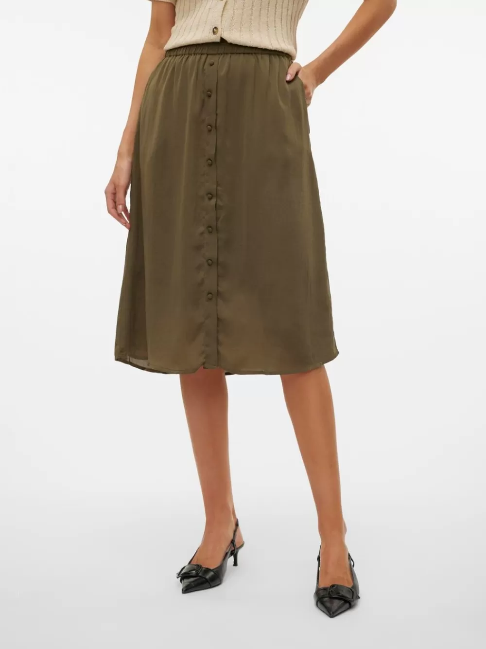 VERO MODA VMSUNNY Korkea vyötärö Midihame Ivy Green Sale