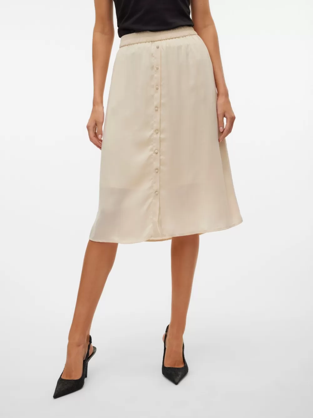 VERO MODA VMSUNNY Korkea vyötärö Midihame Oatmeal New