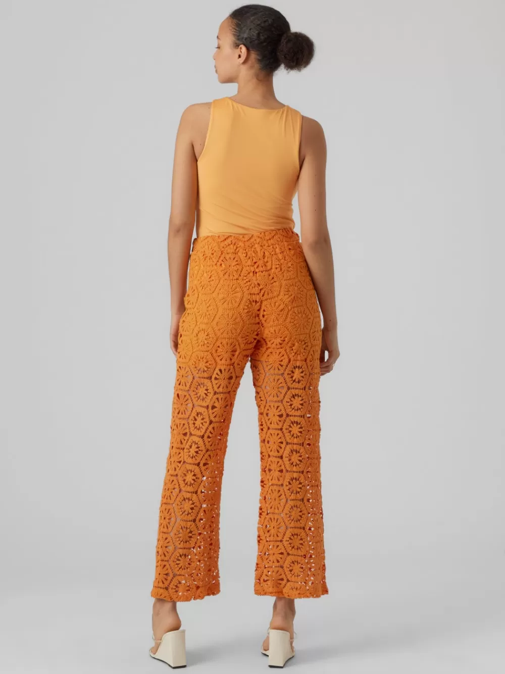 VERO MODA VMSUNSHINE Korkea vyötärö Housut Sun Orange Best Sale