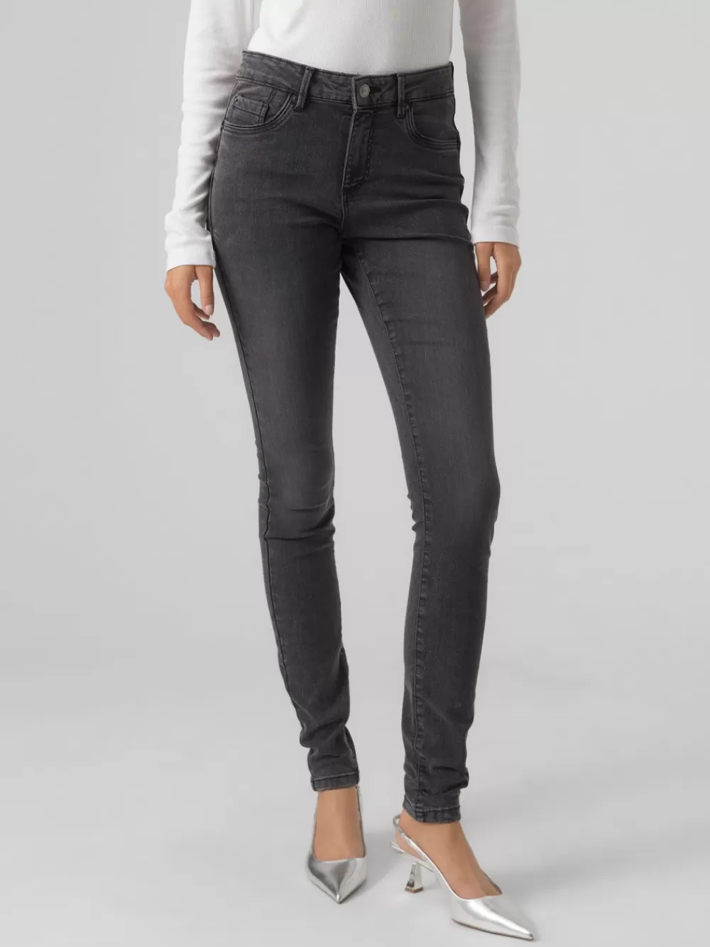 VERO MODA VMTANYA Normaali vyötärö Slim fit Farkut Dark Grey Denim New