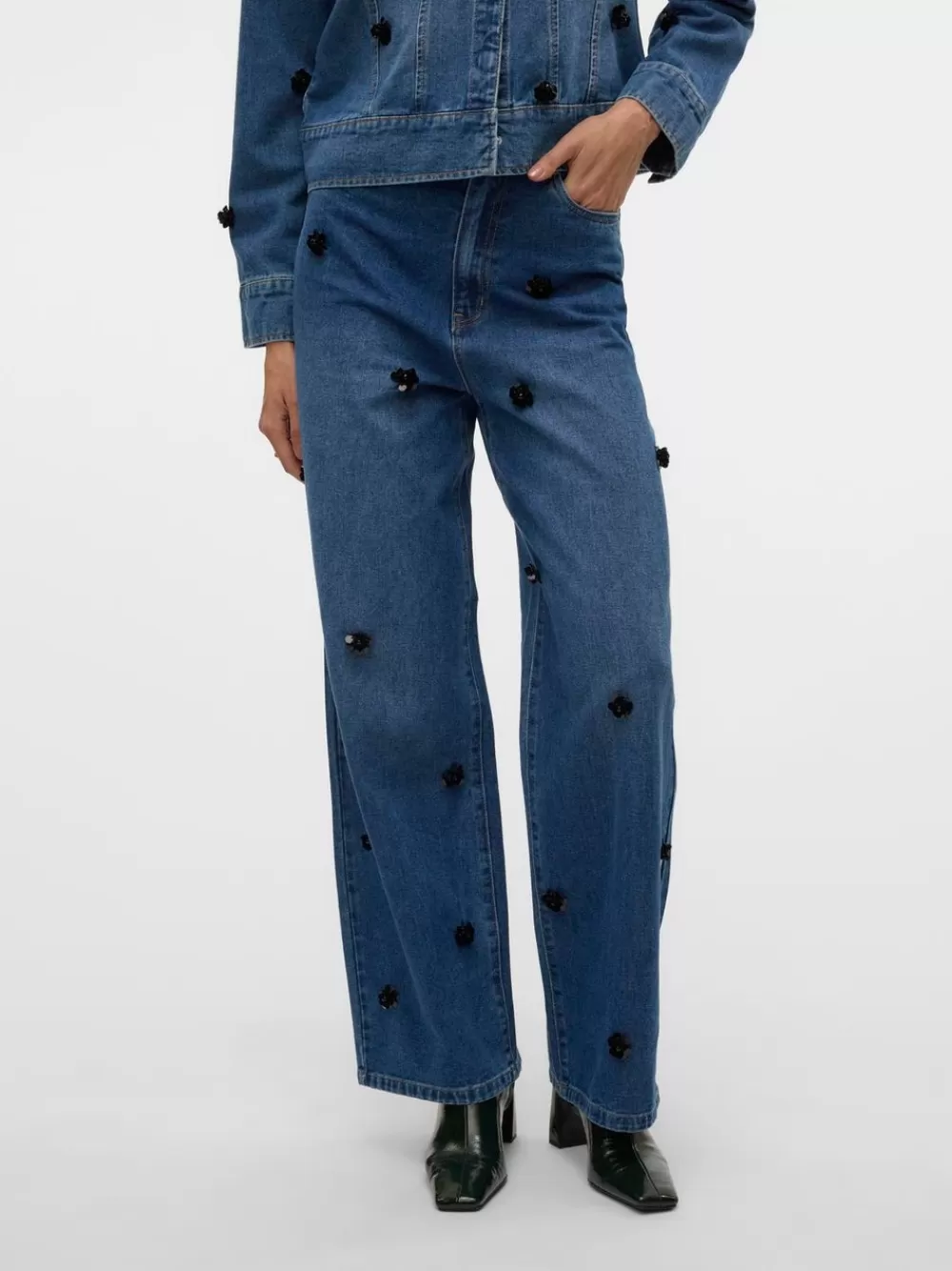 VERO MODA VMTAYLOR Normaali vyötärö Baggy fit Farkut Medium Blue Denim New