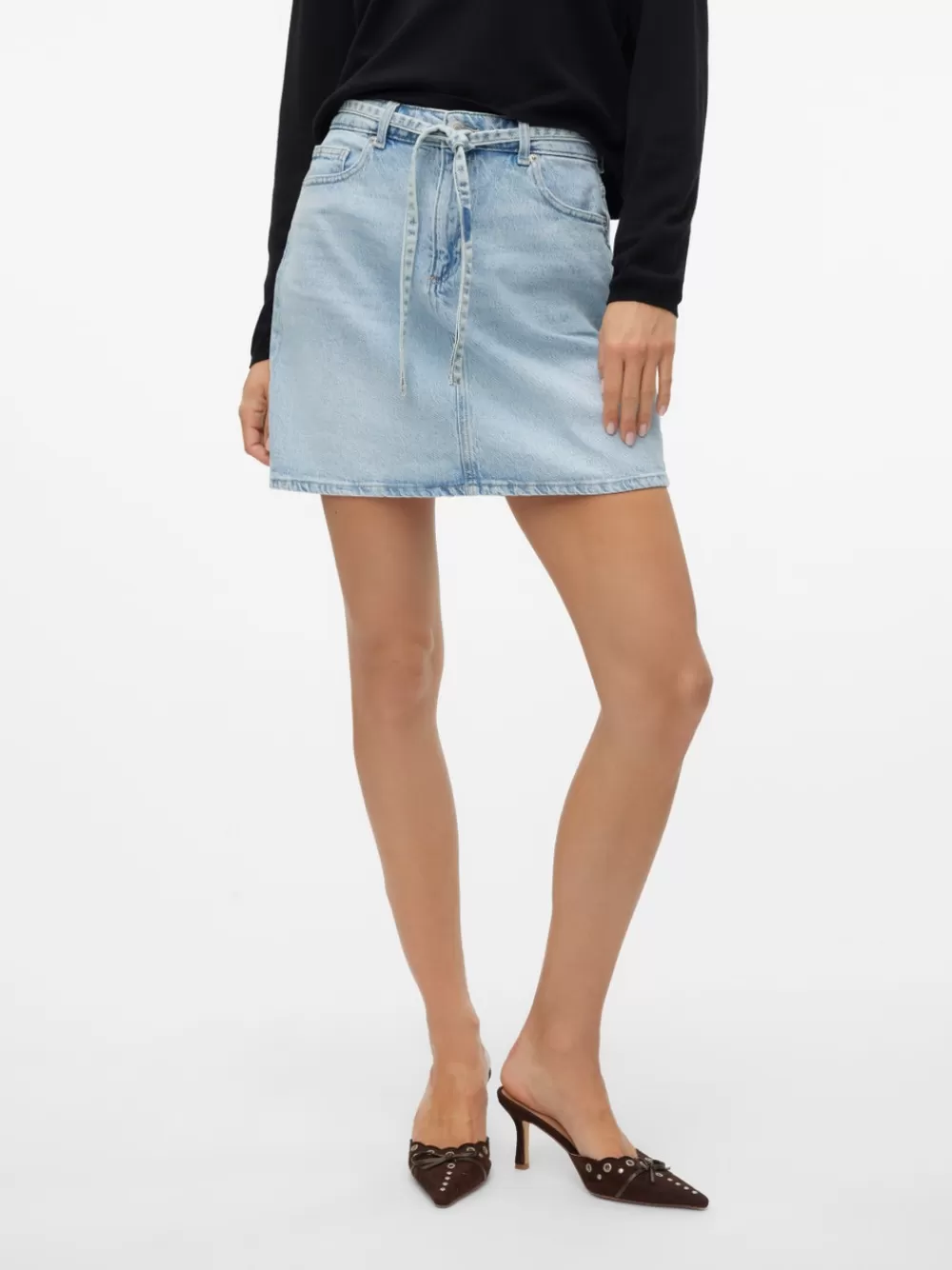 VERO MODA VMTESS Normaali vyötärö Lyhyt hame Light Blue Denim Flash Sale