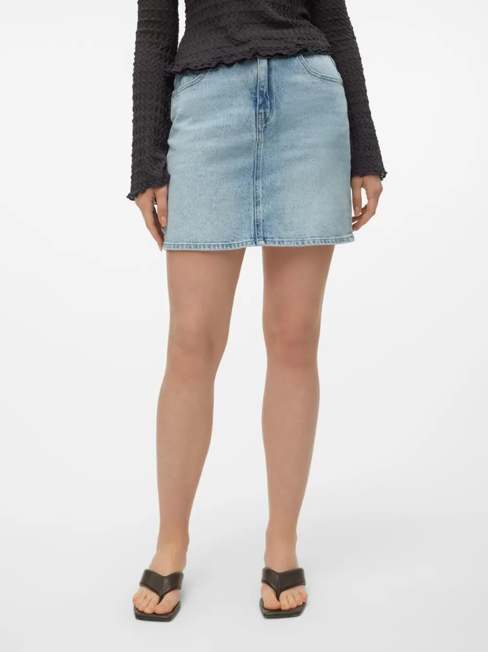 VERO MODA VMTESSA Korkea vyötärö Lyhyt hame Light Blue Denim Discount