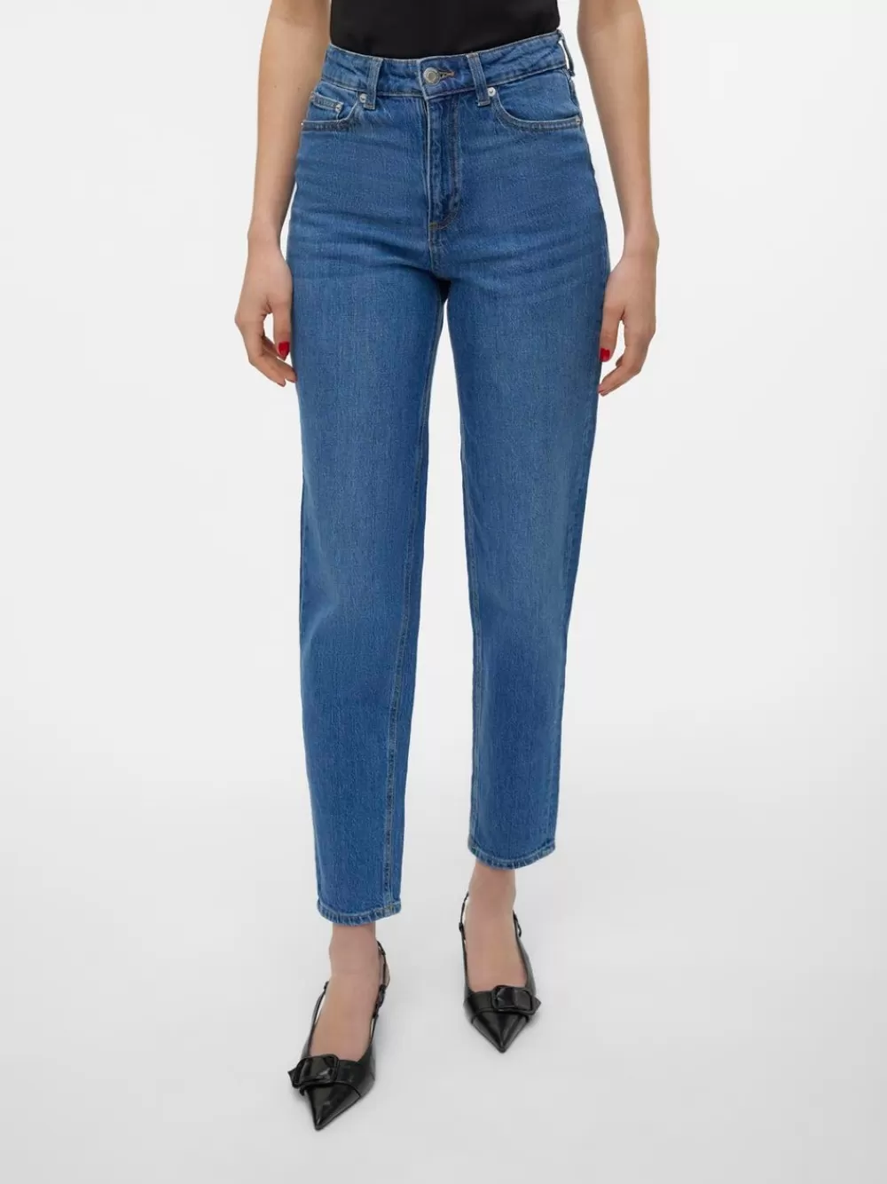VERO MODA VMTESSA Korkea vyötärö Mom fit Farkut Medium Blue Denim Hot