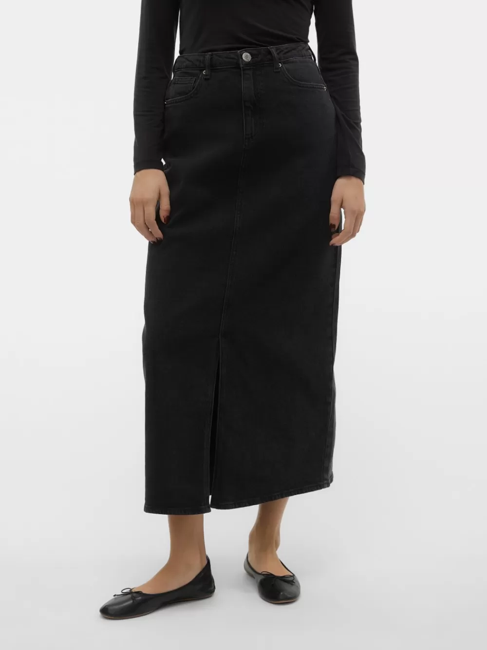 VERO MODA VMTESSA Korkea vyötärö Pitkä hame Black Denim Online