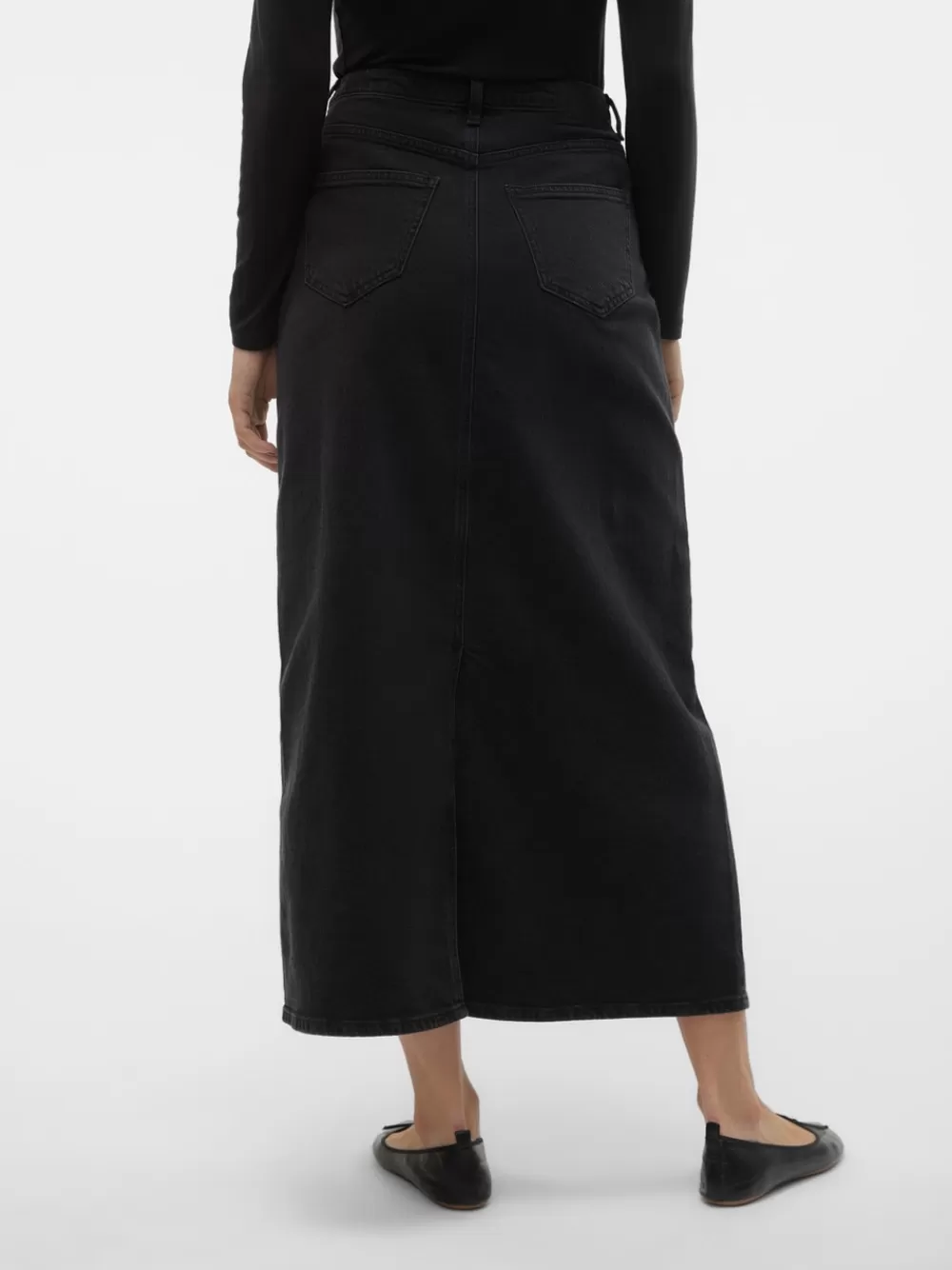 VERO MODA VMTESSA Korkea vyötärö Pitkä hame Black Denim Online