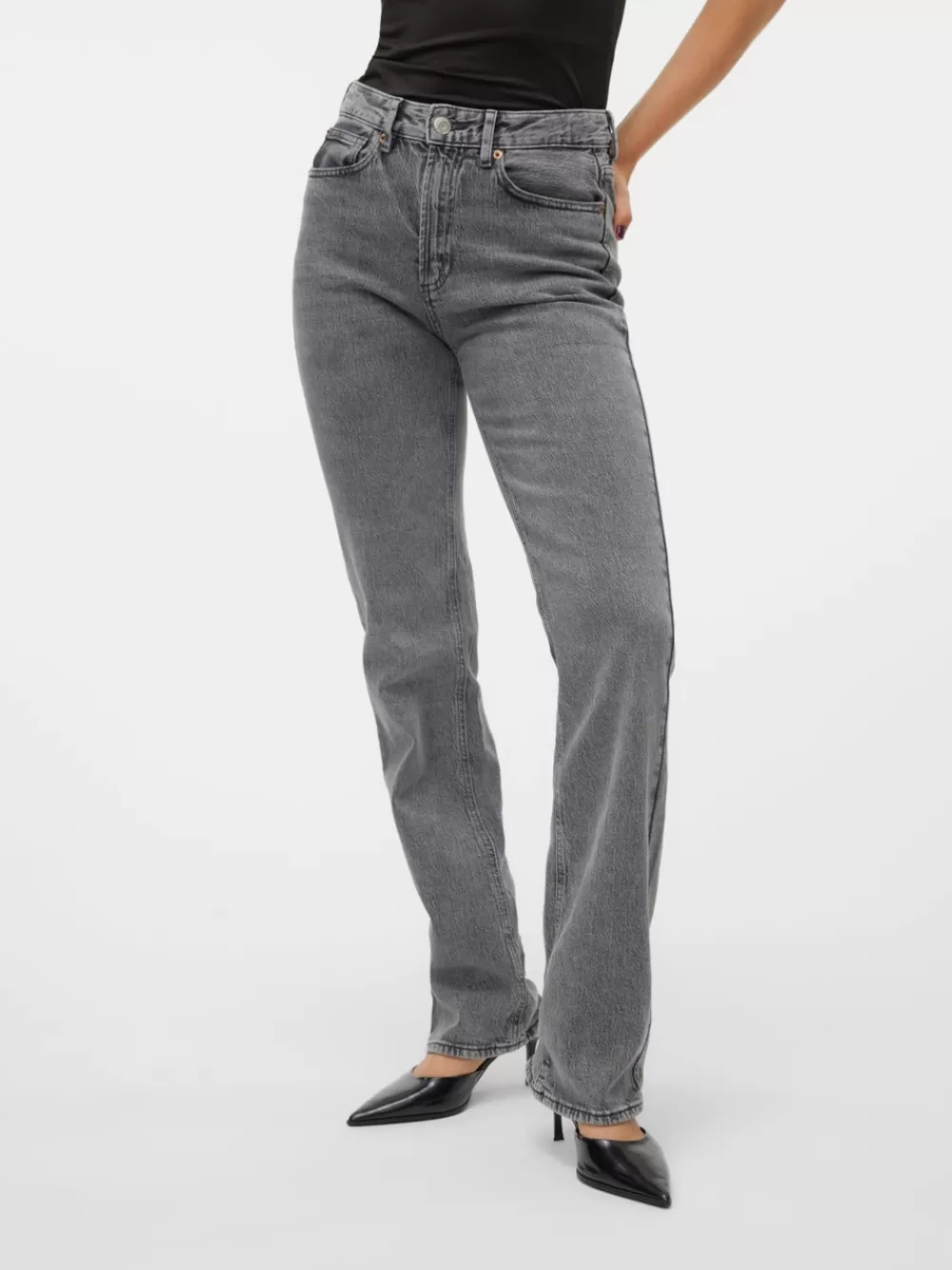 VERO MODA VMTESSA Korkea vyötärö Straight fit Farkut Medium Grey Denim Clearance