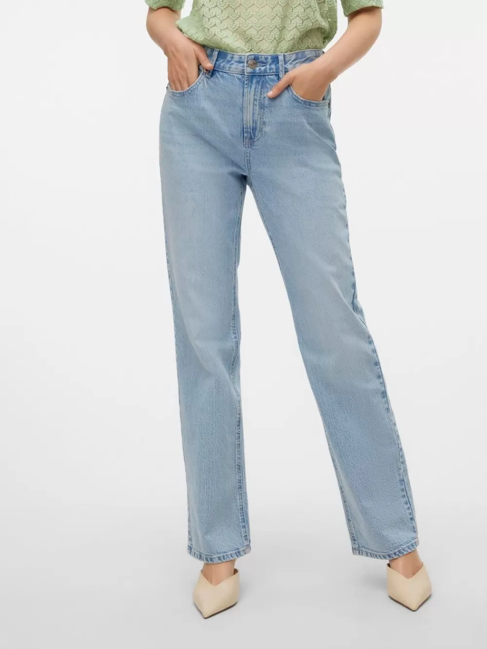 VERO MODA VMTESSA Korkea vyötärö Straight fit Farkut Light Blue Denim Hot
