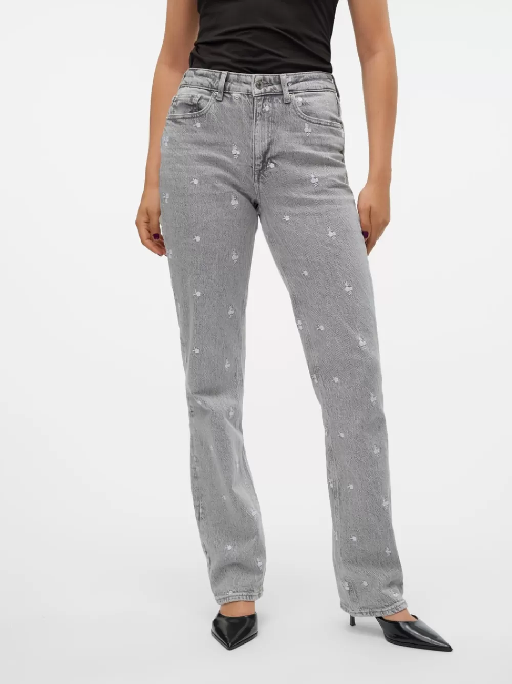 VERO MODA VMTESSA Korkea vyötärö Straight fit Farkut Medium Grey Denim Best