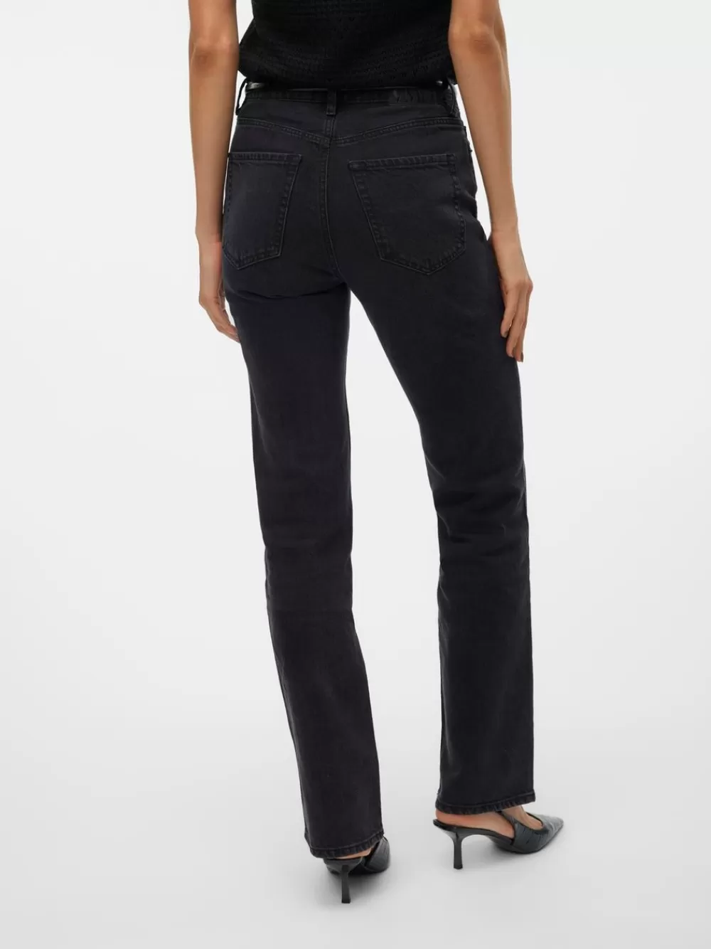 VERO MODA VMTESSA Korkea vyötärö Straight fit Farkut Black Denim Cheap