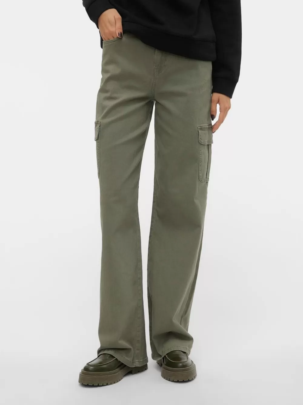 VERO MODA VMTESSA Korkea vyötärö Wide fit Farkut Ivy Green Flash Sale
