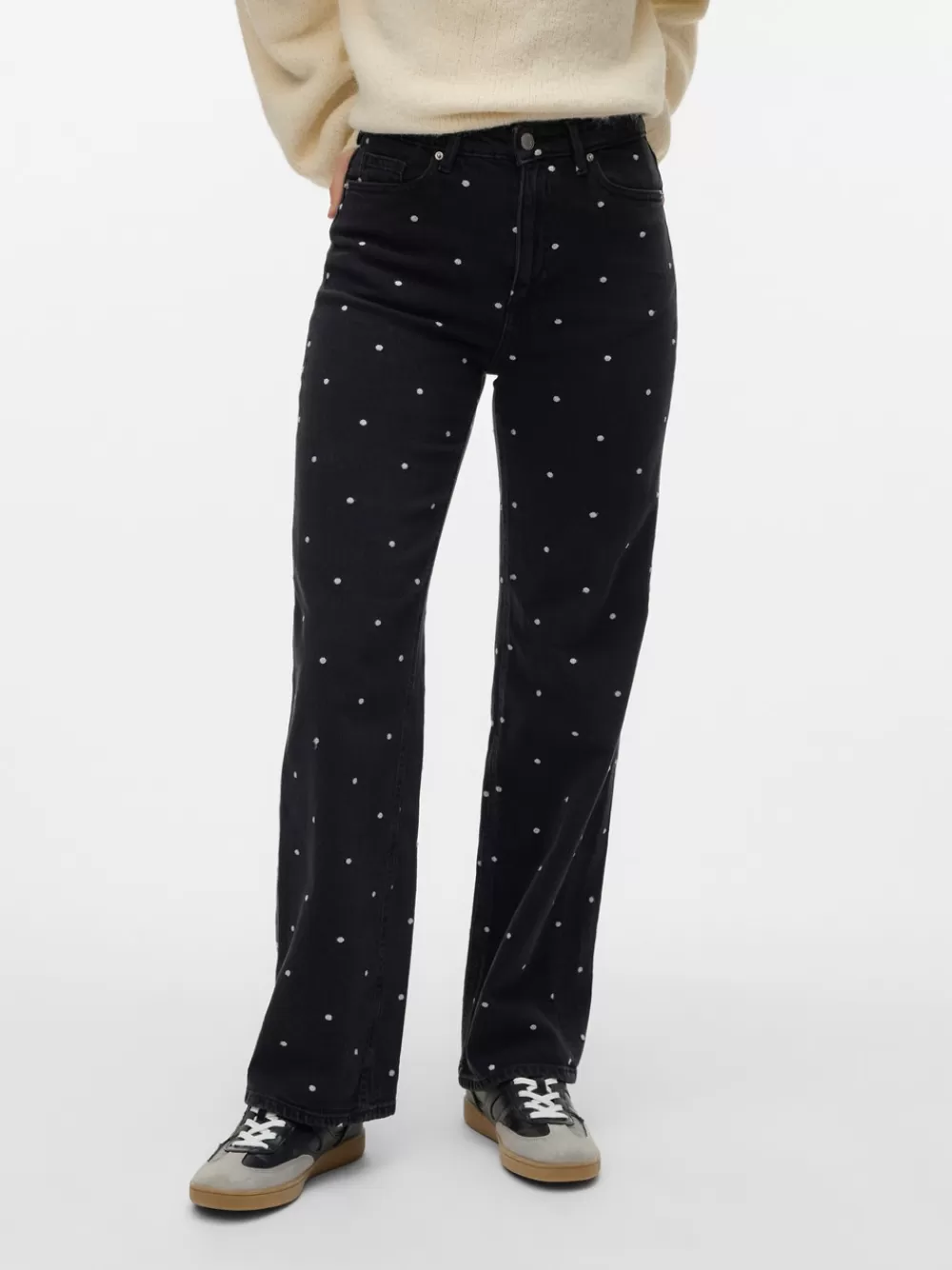 VERO MODA VMTESSA Korkea vyötärö Wide leg fit Farkut Black Denim Store