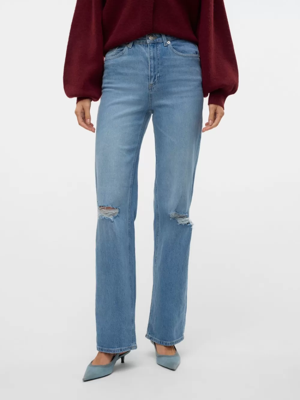 VERO MODA VMTESSA Korkea vyötärö Wide leg fit Farkut Medium Blue Denim Outlet