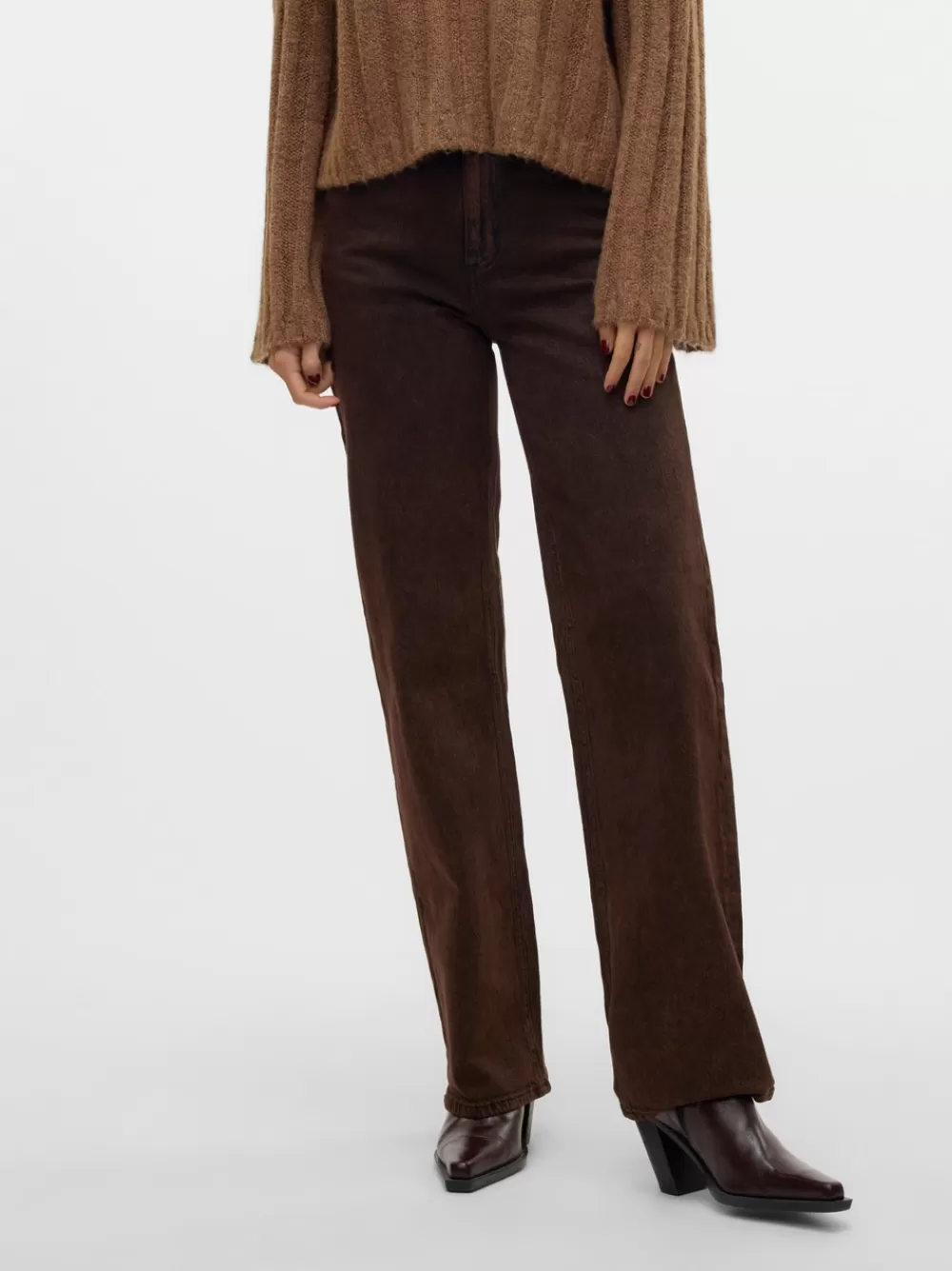 VERO MODA VMTESSA Korkea vyötärö Wide leg fit Farkut Chocolate Torte Hot