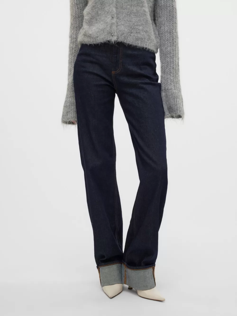 VERO MODA VMTESSA Korkea vyötärö Wide leg fit Farkut Dark Blue Denim Cheap
