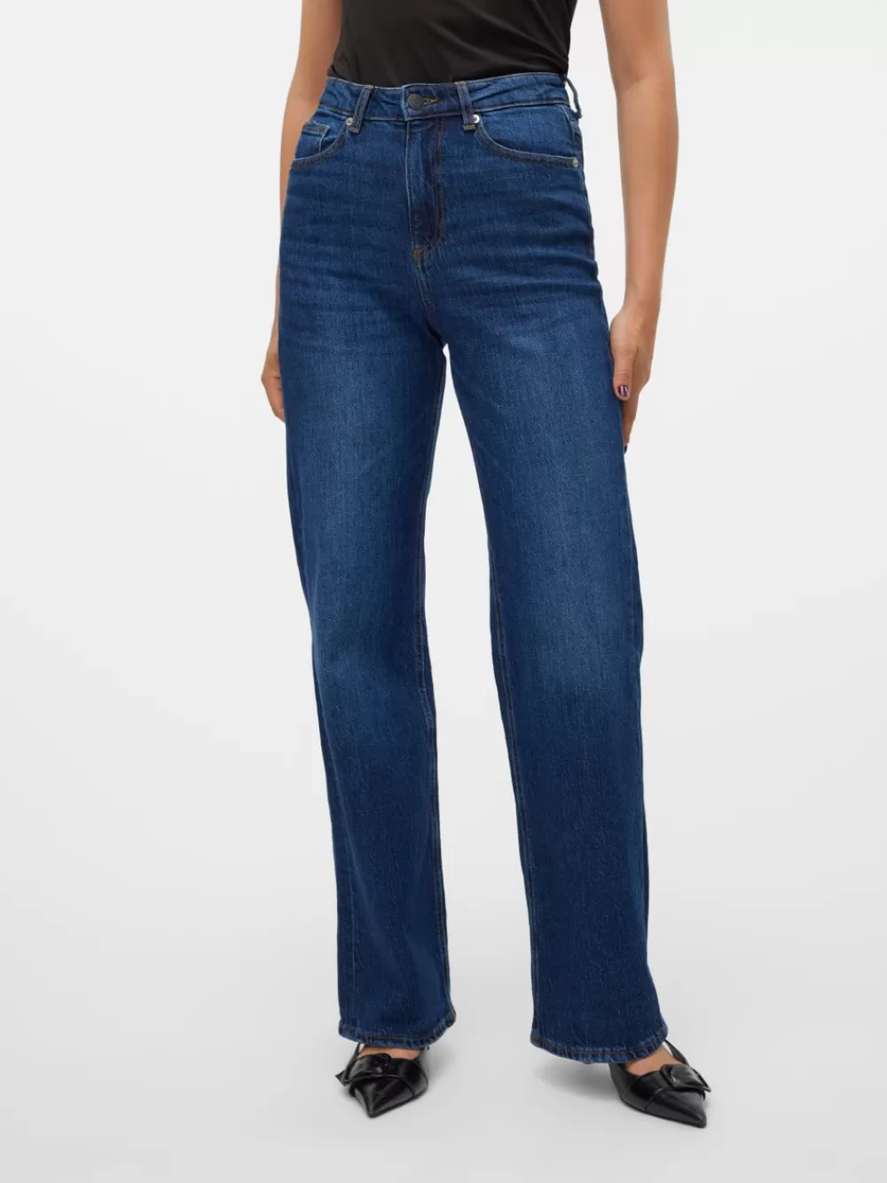 VERO MODA VMTESSA Korkea vyötärö Wide leg fit Farkut Dark Blue Denim Best Sale